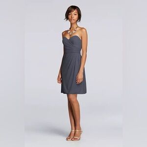 Homecoming Dress Strapless Mesh Dress with Sweetheart Neck - Size 2 Pewter